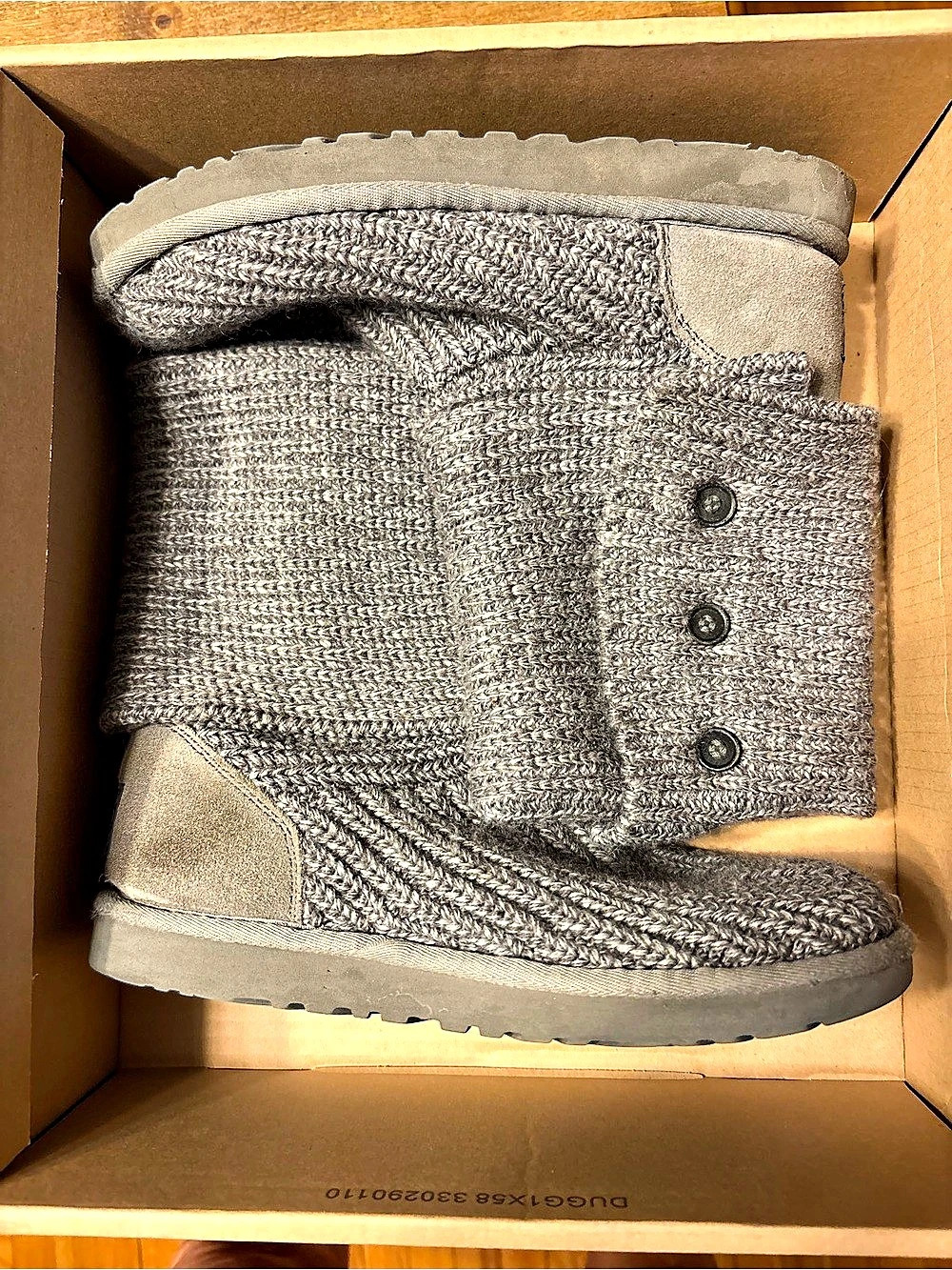 UGG Classic Cardy Boots Knit Gray US 7